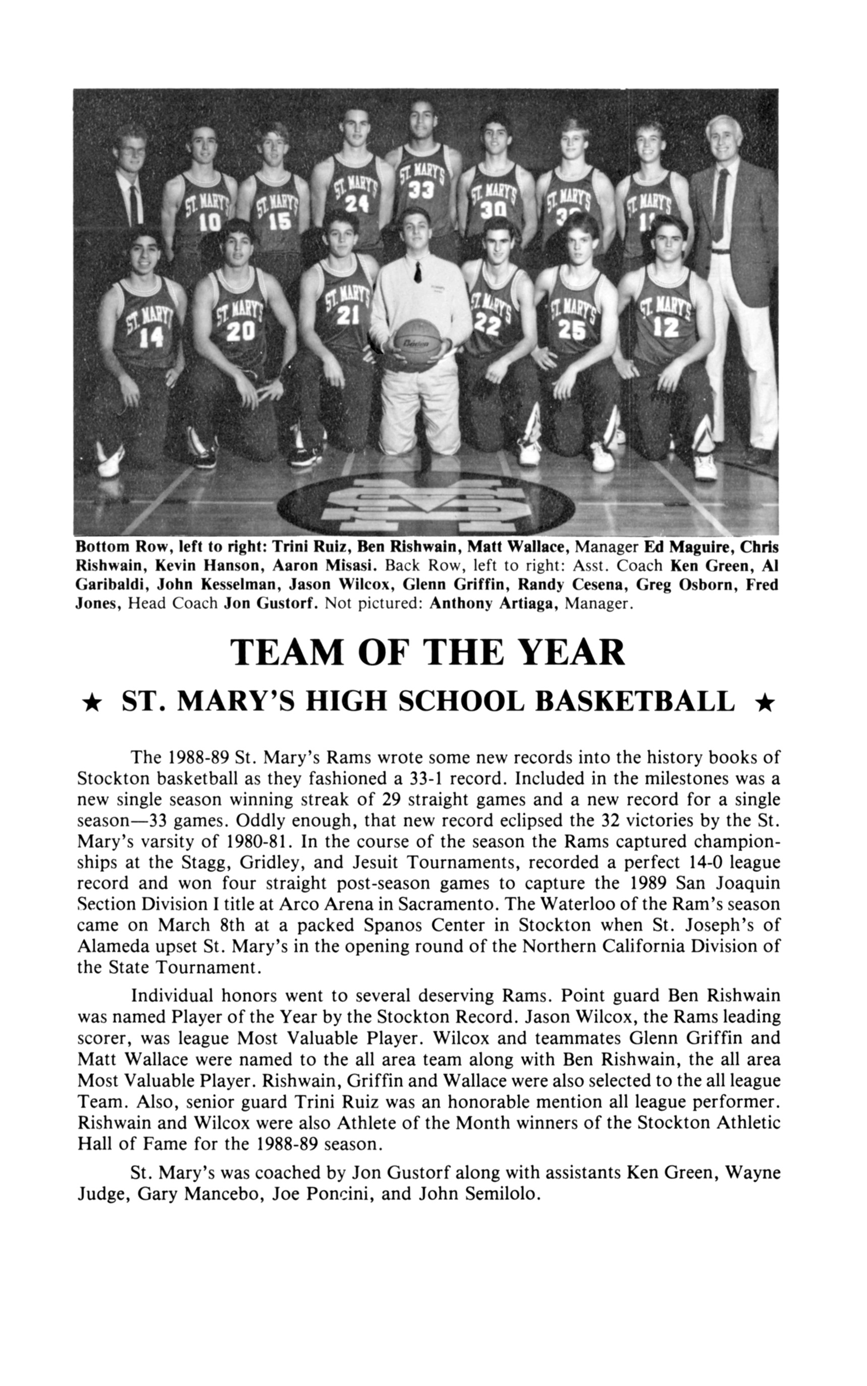 Stockton Athletic » St. Mar’s High School Basketball Team Stockton Athletic » St. Mar’s High School Basketball Team