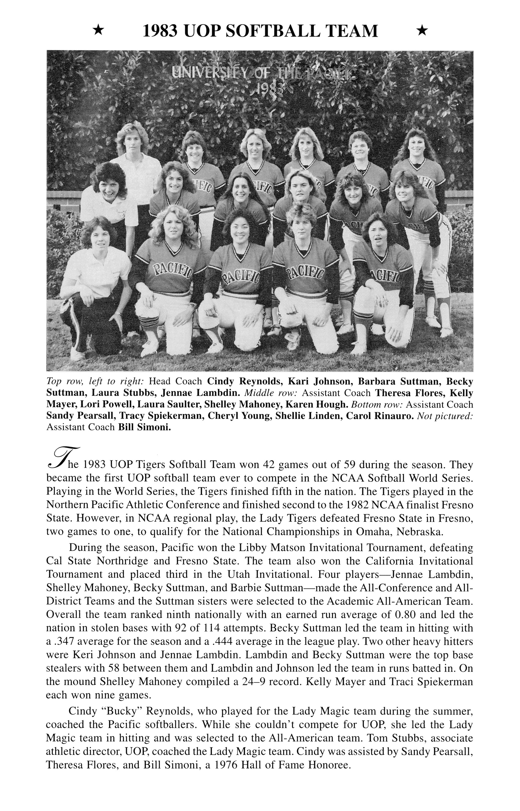 UOP Softball Team โ Stockton Athletic UOP Softball Team โ Stockton Athletic